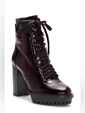 Vince Camuto Women’s Ermania Lace-Up Platform Ankle Boots in Deep Plum